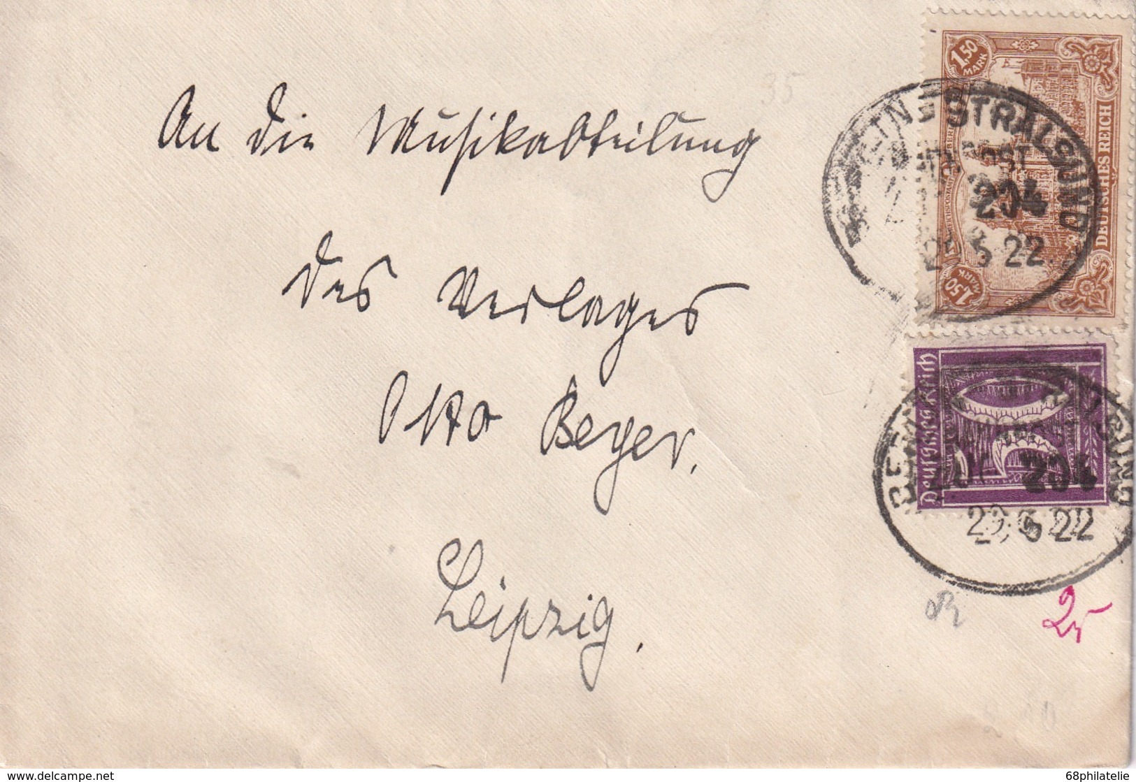 ALLEMAGNE 1922 LETTRE AVEC ZUGSTEMPEL   BERLIN-STRALSUND - Briefe U. Dokumente