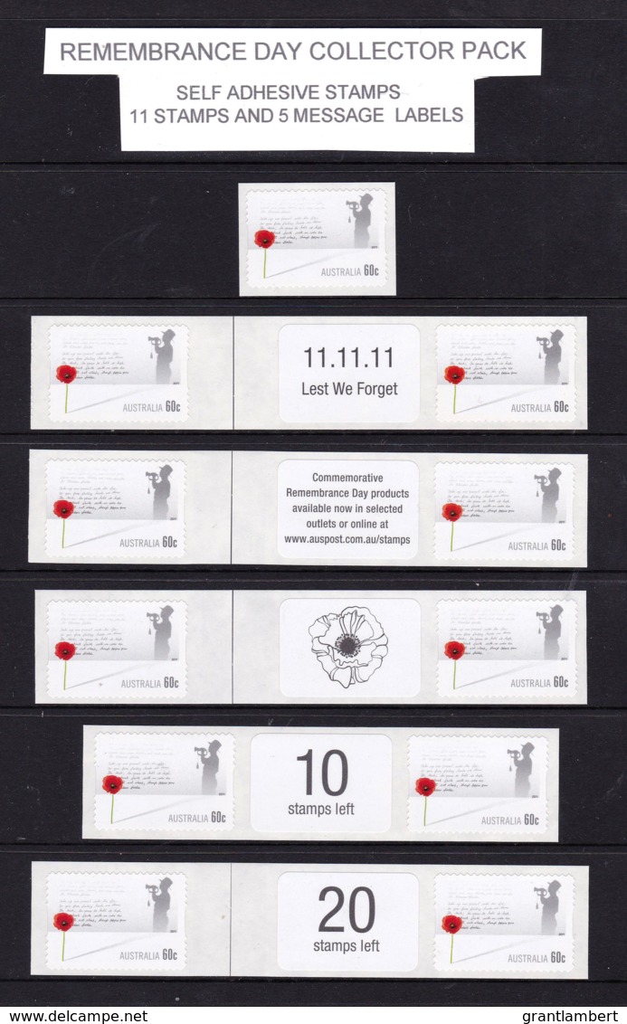 Australia 2011 Remembrance Day Collector Pack - Self-adhesives With Message Labels - Mint Stamps