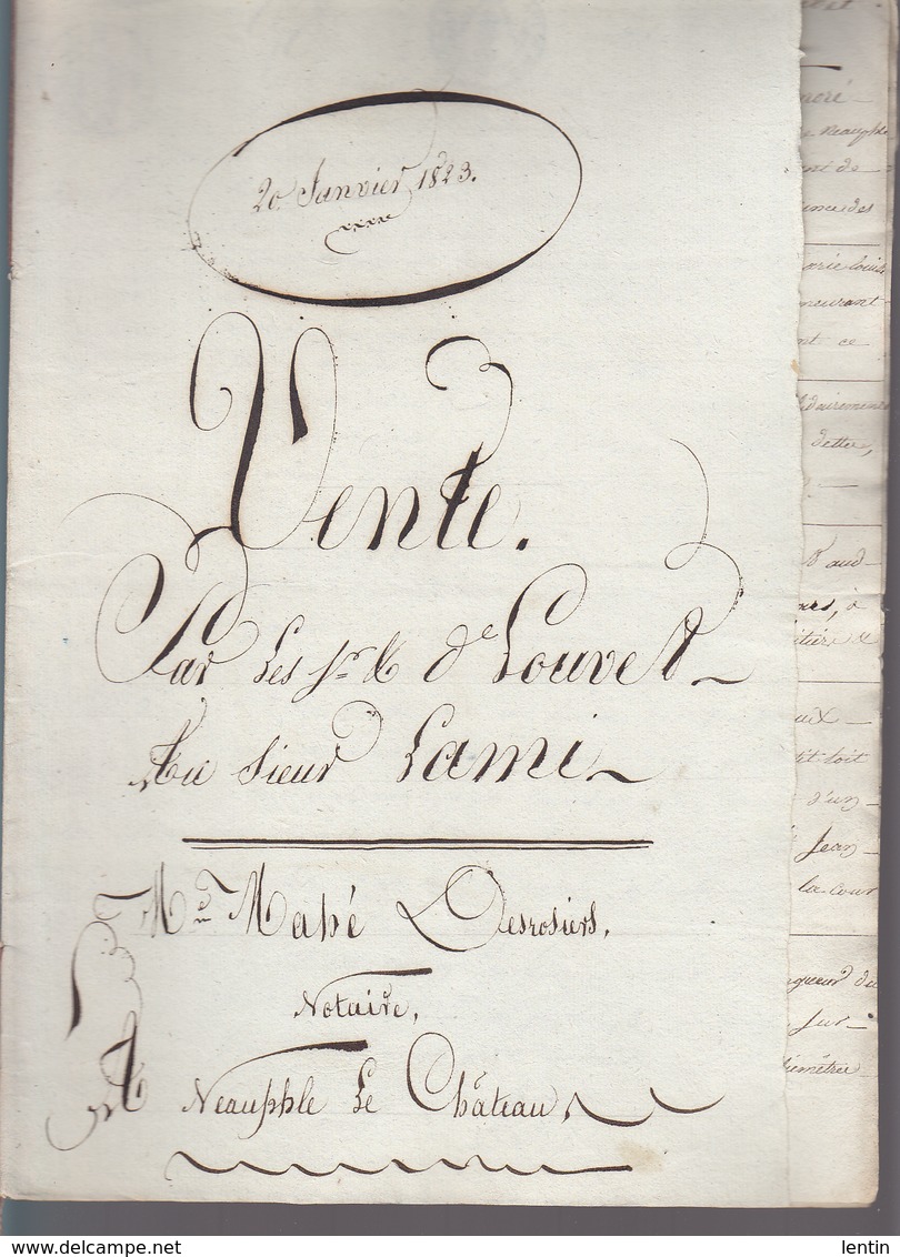 Acte Notarié / Vente Janvier 1853 / Par Louis Louvet De Jouars à Henri Lamy - Non Classés