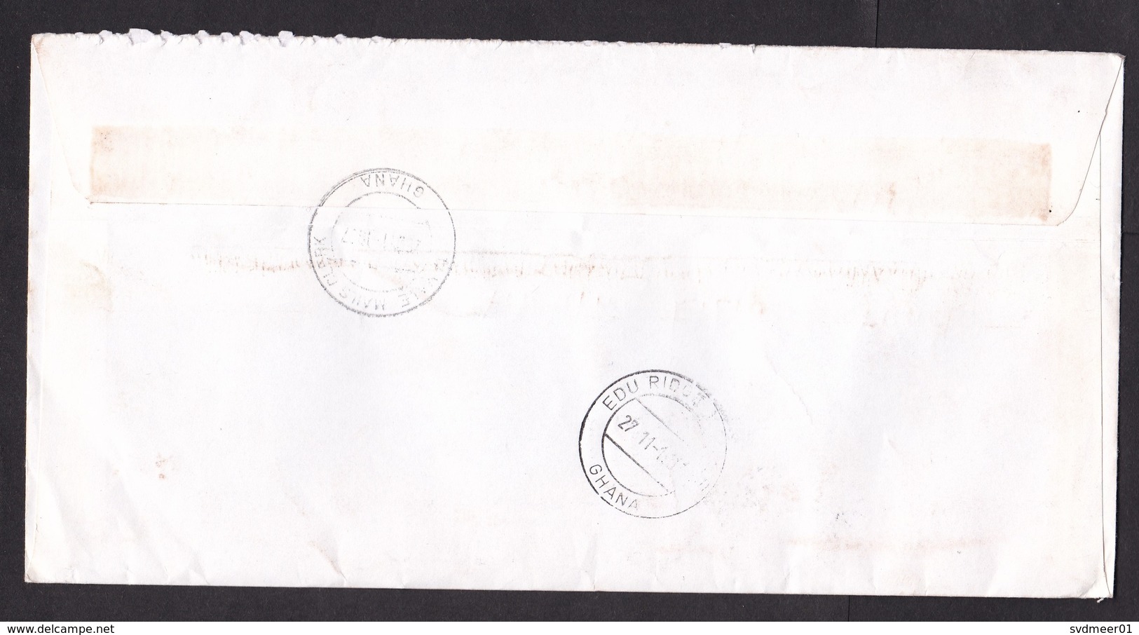 Ghana: Airmail Express Cover To Netherlands, 1997, 7 Stamps, Sea Shell, Bird (discolouring) - Ghana (1957-...)