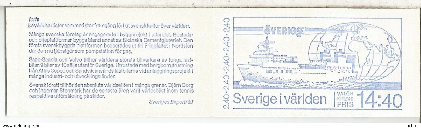 SUECIA SWEDEN CARNET BOOKLET BARCOS SHIP BORGJ TENNIS SKI TREN RAILWAY CAMION TRUCK ARTE - Barcos
