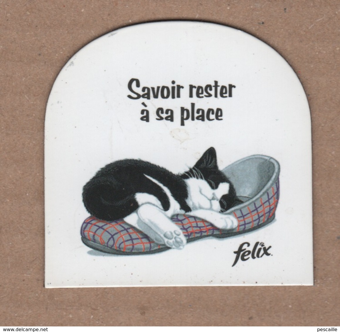 MAGNET PUBLICITAIRE CHAT FELIX - SAVOIR RESTER A SA PLACE - CHAT DORMANT DANS UNE PANTOUFLE / CHARENTAISE - Magnets