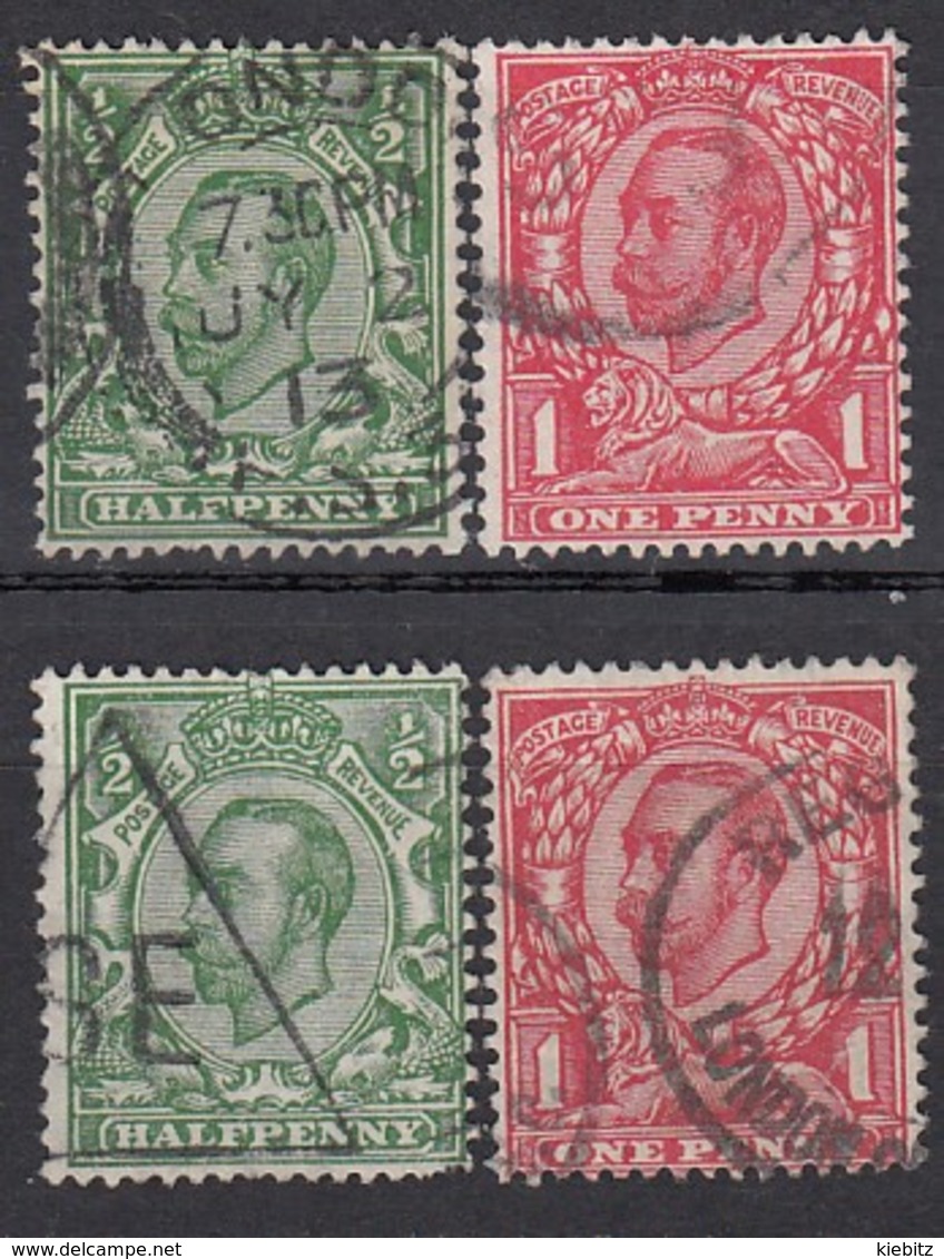 GB 1912 - MiNr: 123-124 Mit Wz 12 + 125-126 Mit Wz 13  Used - Used Stamps