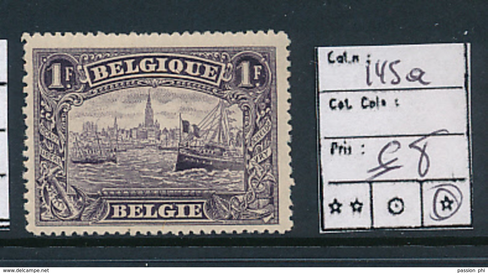 BELGIQUE COB 145a LH - 1915-1920 Albert I