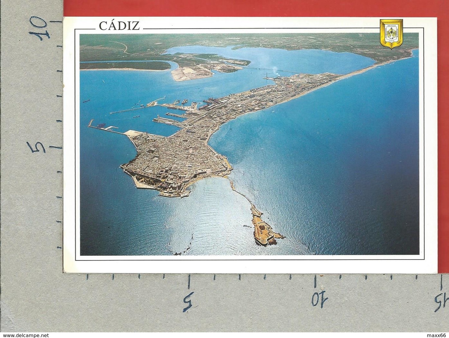 CARTOLINA VG SPAGNA - CADIZ - Vista Aerea - 10 X 15 - ANN. 2000 - Cádiz