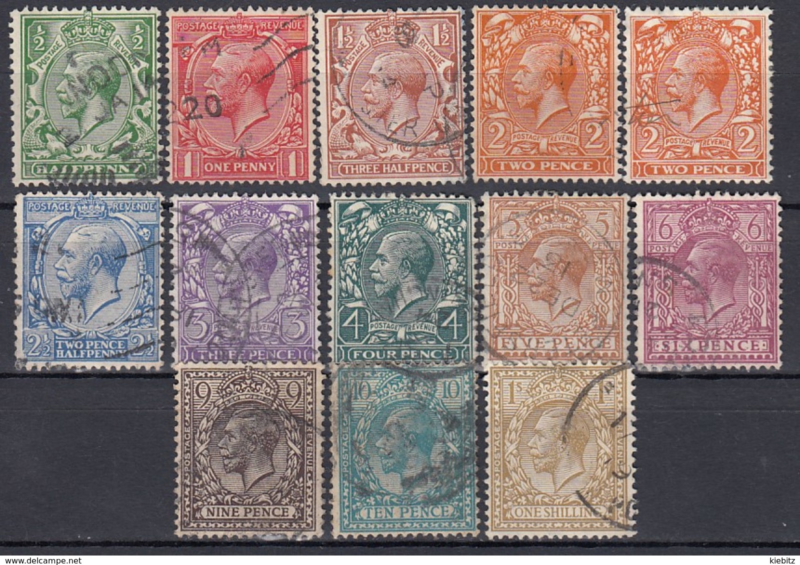 GB 1912 - MiNr: 127 - 140 13 Werte  Used - Gebraucht