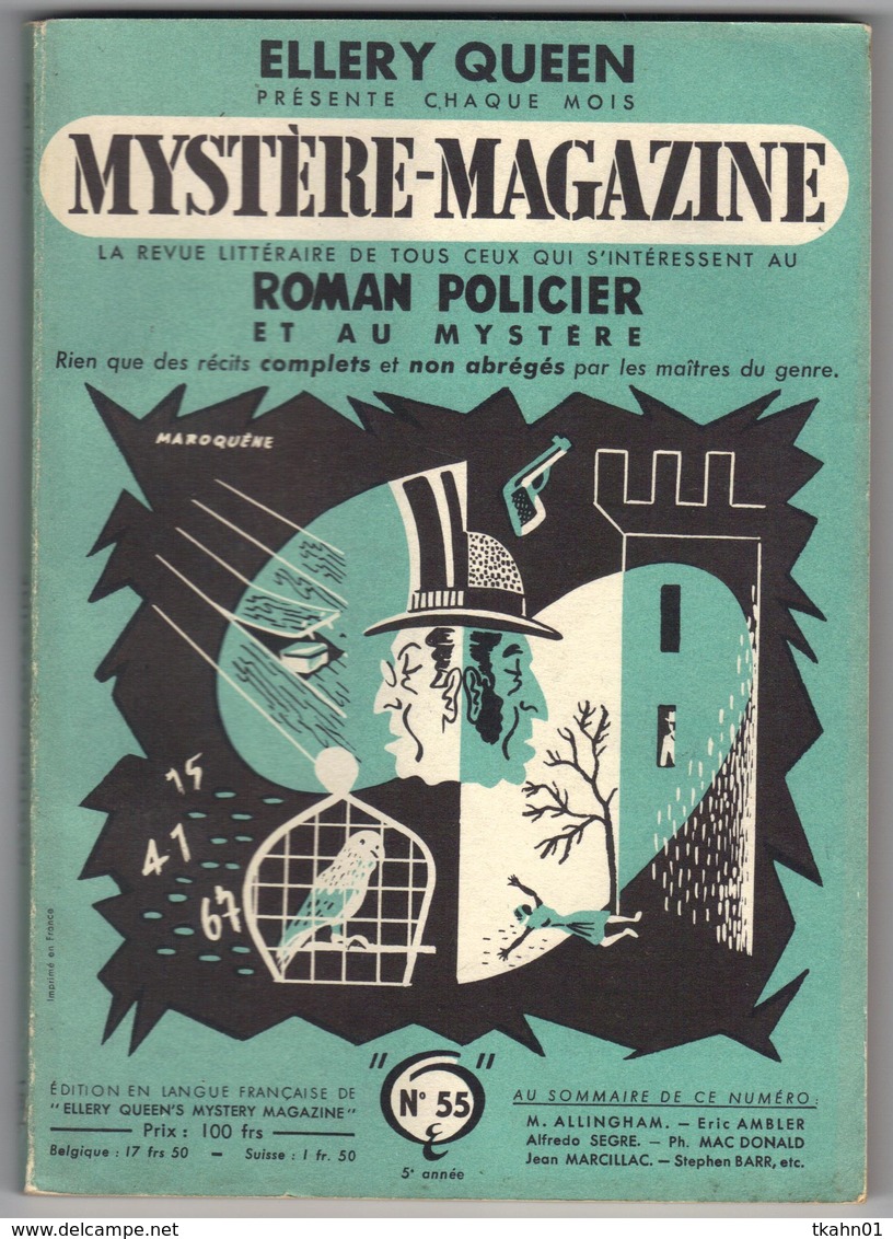 MYSTERE-MAGAZINE N° 55  DE 1952 - Opta - Ellery Queen Magazine