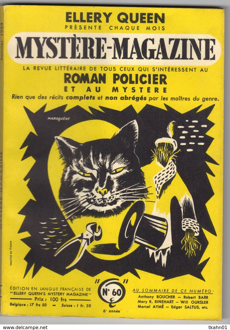 MYSTERE-MAGAZINE N° 60  DE 1953 - Opta - Ellery Queen Magazine