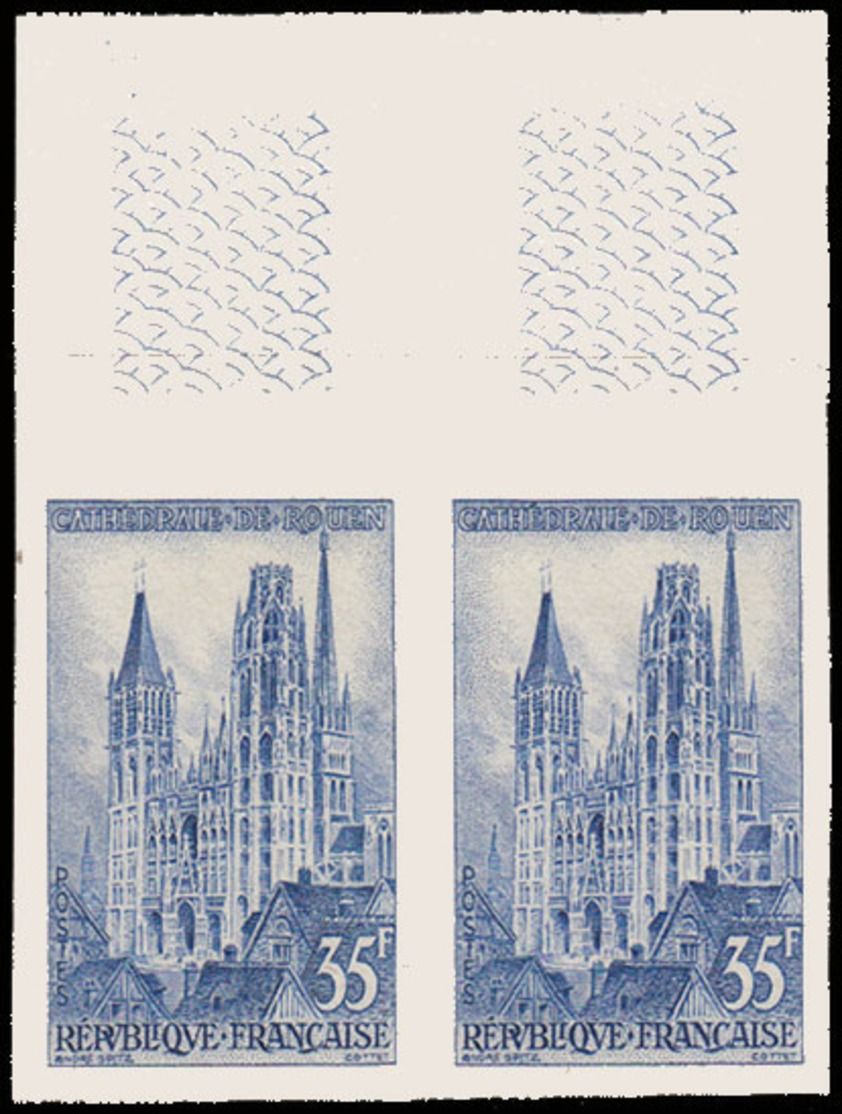 FRANCE Essais  1129 Paire D'essais En Bleu, Bdf: Cathédrale De Rouen - Autres & Non Classés