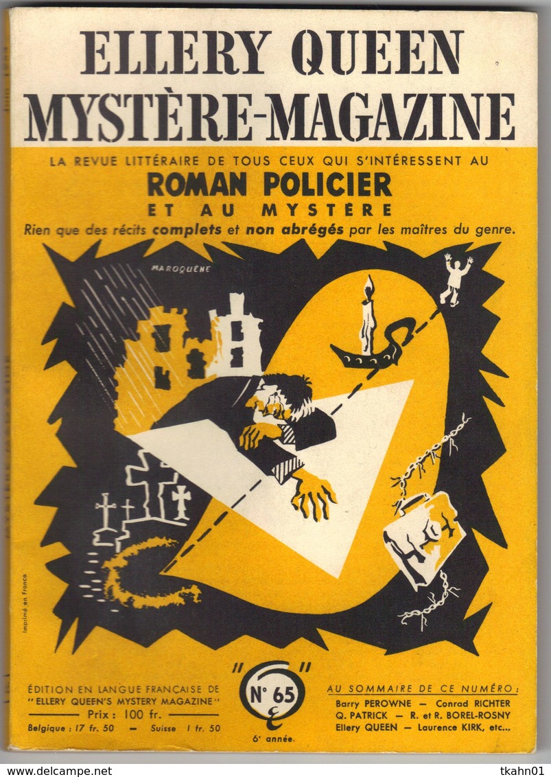 MYSTERE-MAGAZINE N° 65  DE 1953 - Opta - Ellery Queen Magazine
