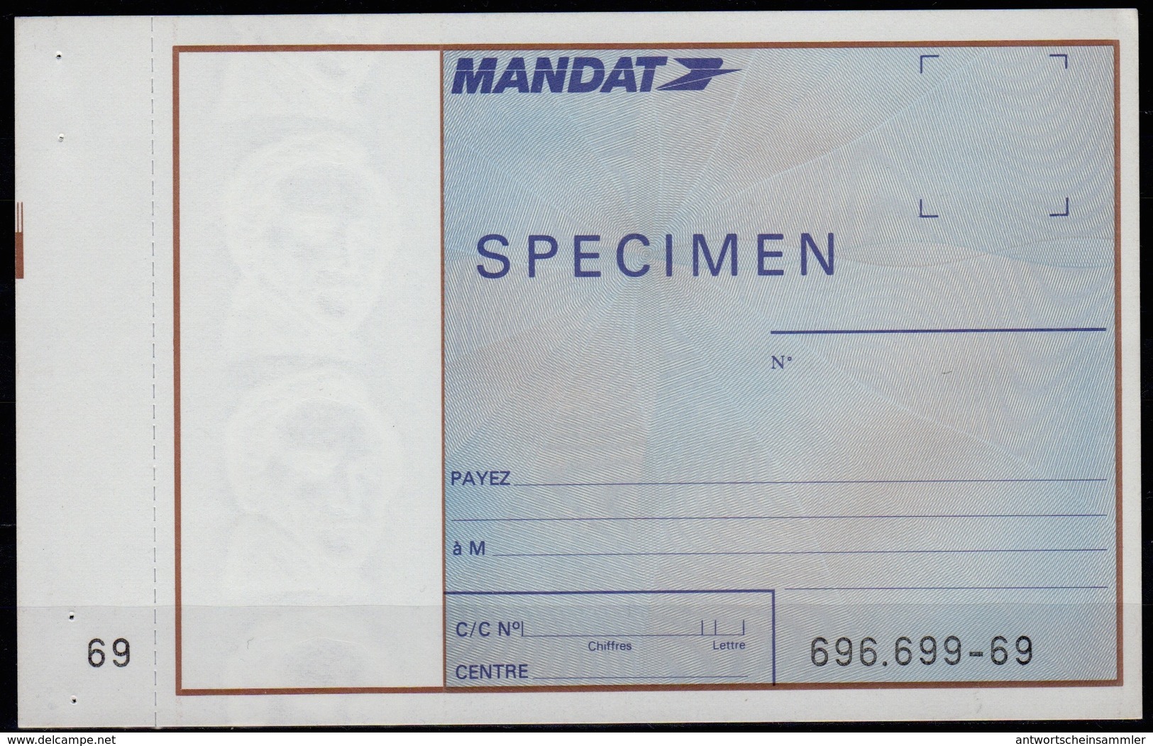 FRANCE COURS D'INSTRUCTION 4 Documents D'Essai Mandats Postal, Cheque De Voyage Avec Et Sans Surcharges SPECIMEN - Cheques & Traveler's Cheques