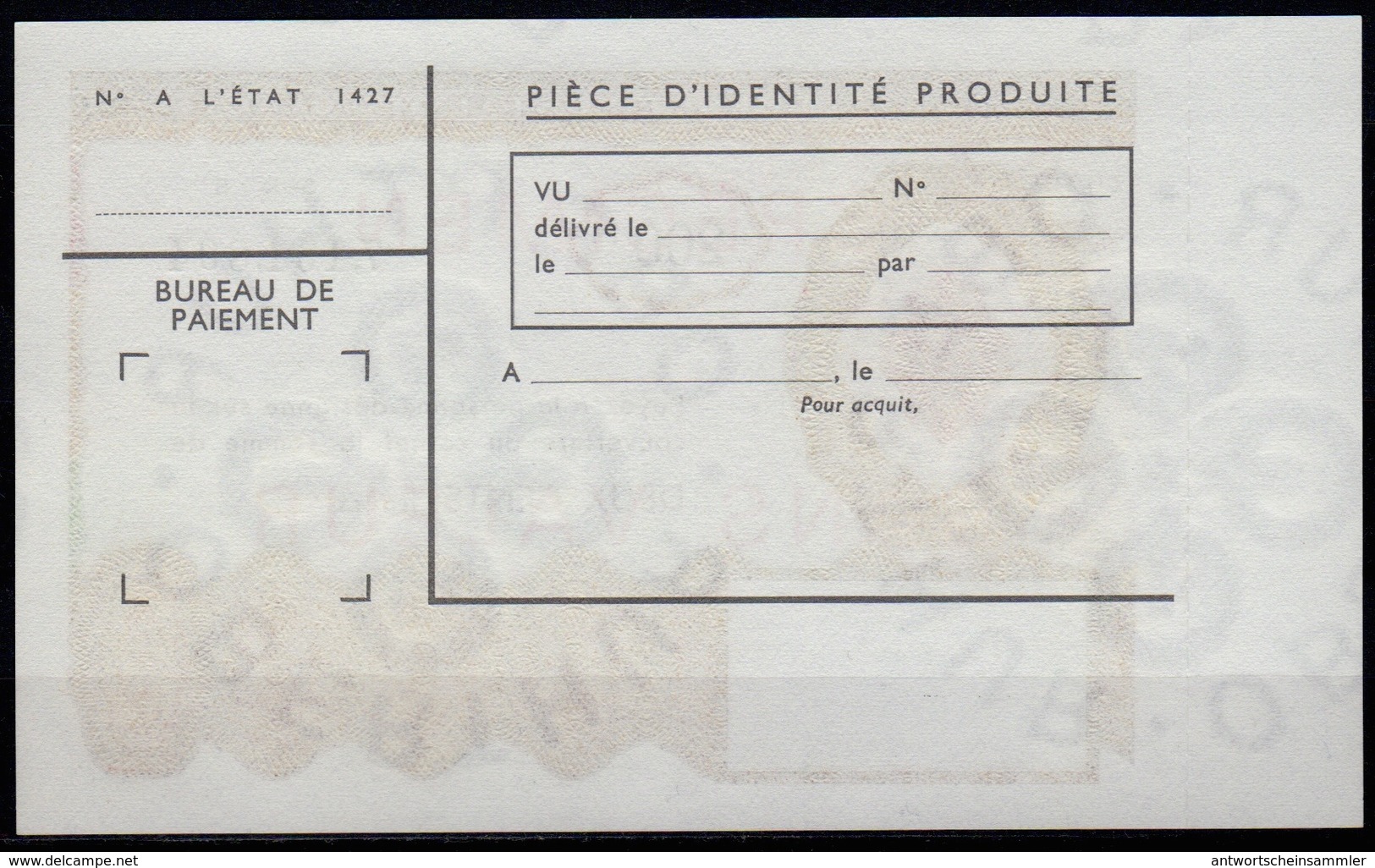 FRANCE COURS D'INSTRUCTION 4 documents d'Essai mandats postal, cheque de voyage avec et sans surcharges SPECIMEN