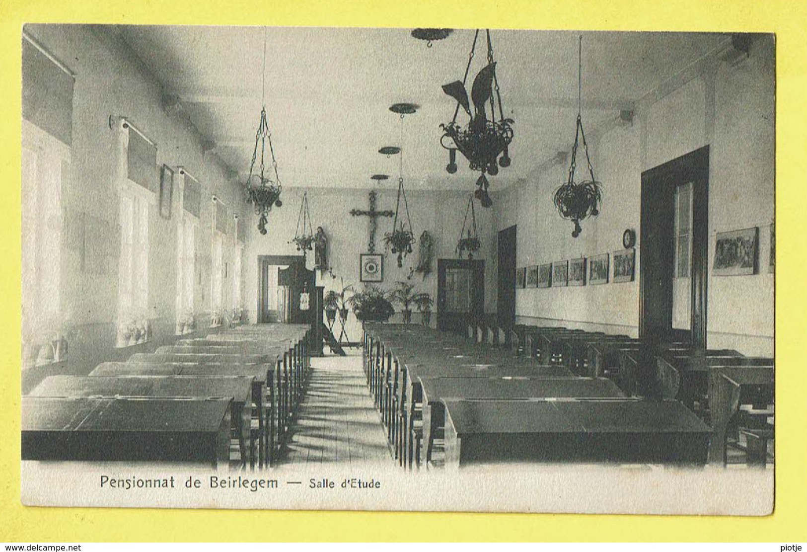 * Beerlegem - Beirlegem (Zwalm) * Pensionnat De Beirlegem, Salle D'étude, école, School, Classe, Intérieur, TOP - Zwalm