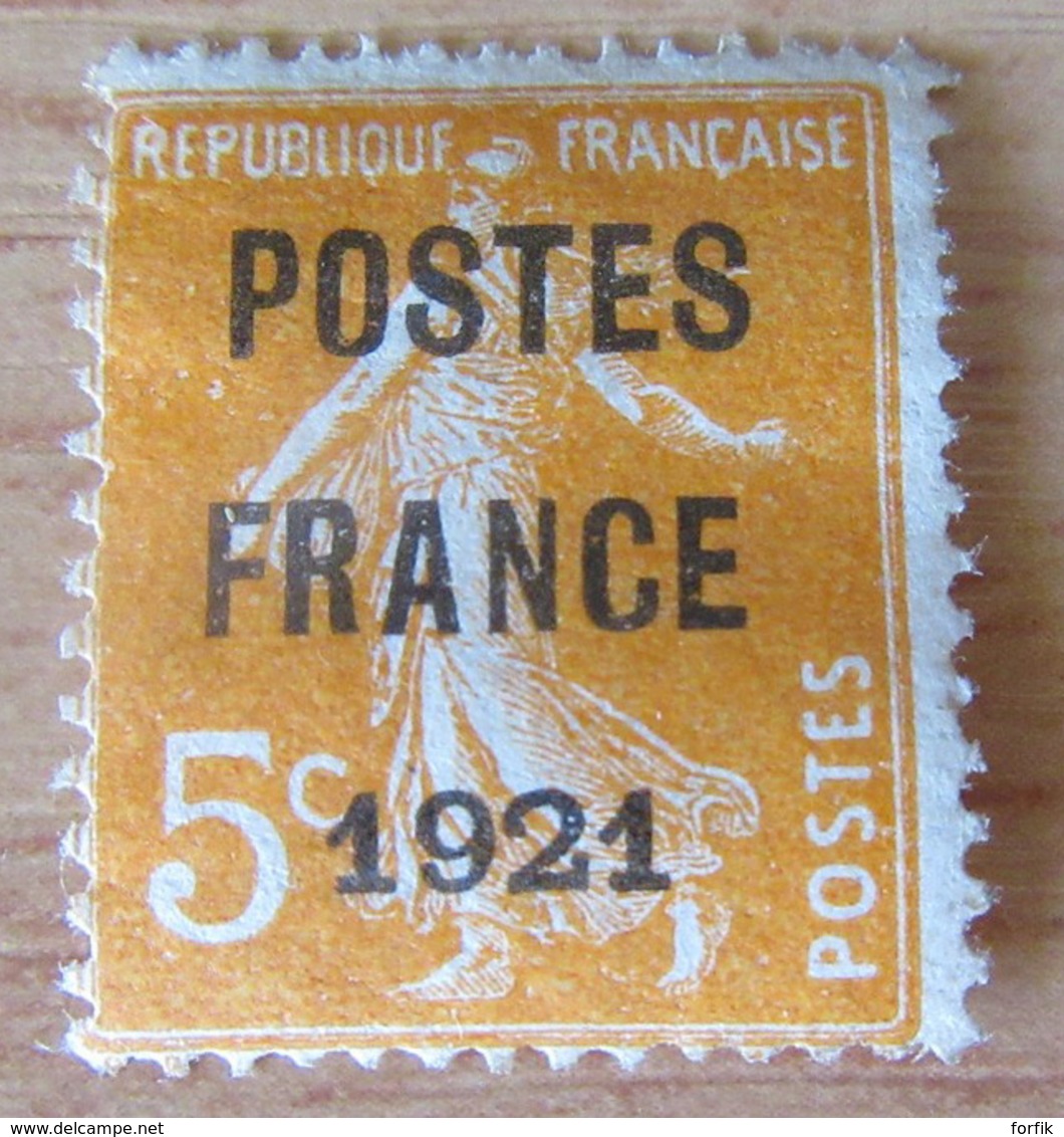 France - Lot De 5 Timbres Semeuse Préoblitérés 1921 / 1922 Sur Charnières - YT N°29, 30, 33, 36, 37 - Bonne Cote - 1893-1947