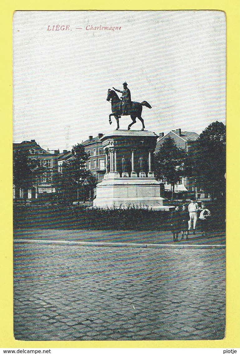 * Liège - Luik (La Wallonie) * (Edit J.F.) Statue Charlemagne, Cheval, Monument, Animée, Enfants, Parc, Rare - Luik