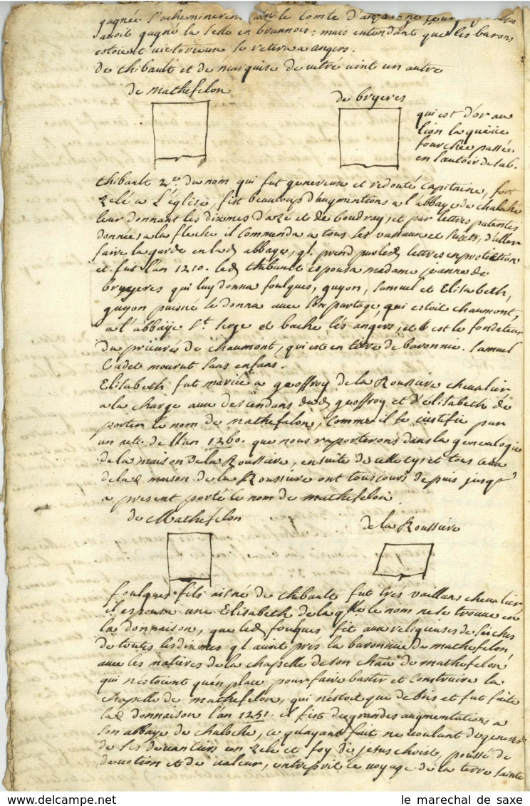 DURTAL Maine-et-Loire Manuscrit Vers 1700 Sur Les Comtes De Durtal Mathefelon Schomberg Rochefoucauld - Manuscrits