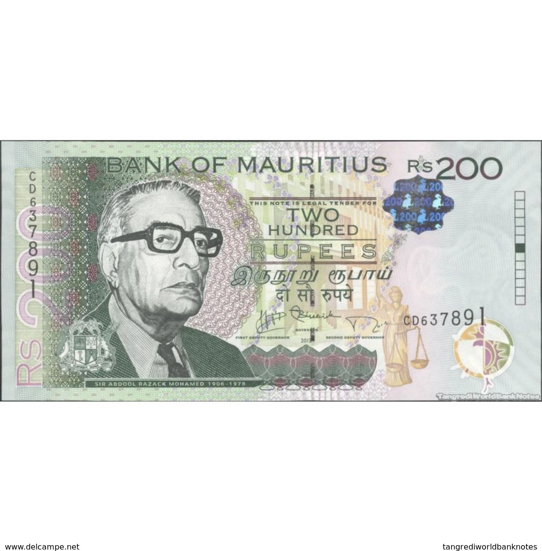 TWN - MAURITIUS 61b - 200 Rupees 2013 Prefix CD UNC - Mauritius