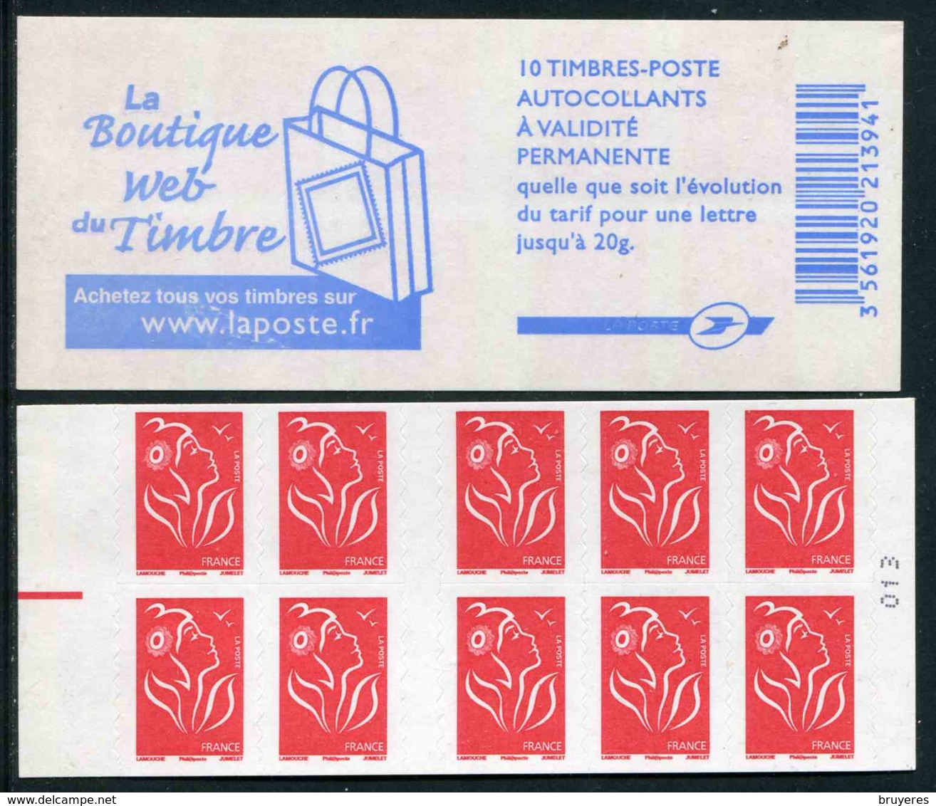 Carnet De 2006 De 10 Timbres Type "Lamouche" Avec Couvert. Blanche "La Boutique Web Du Timbre" - Avec REP ELEC Rouge - Autres & Non Classés