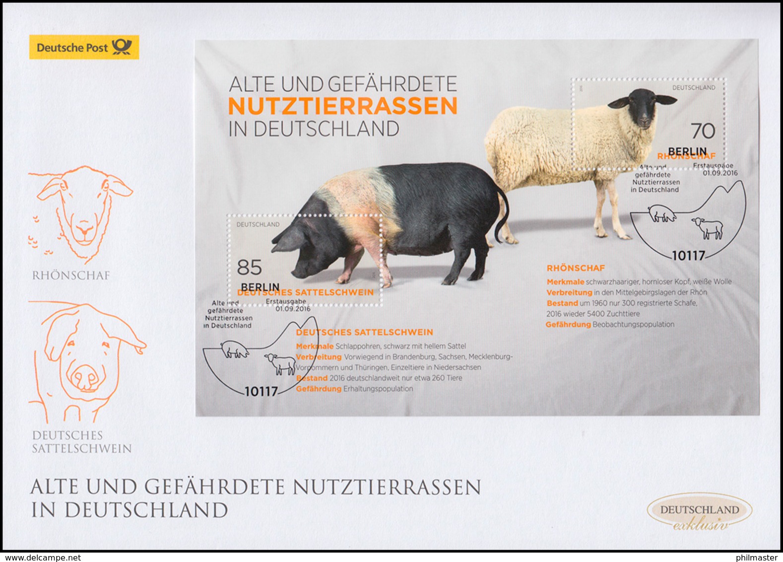 Blck 81 Nutztierrassen: Schwein Und Schaf, Schmuck-FDC Deutschland Exklusiv - Sonstige & Ohne Zuordnung