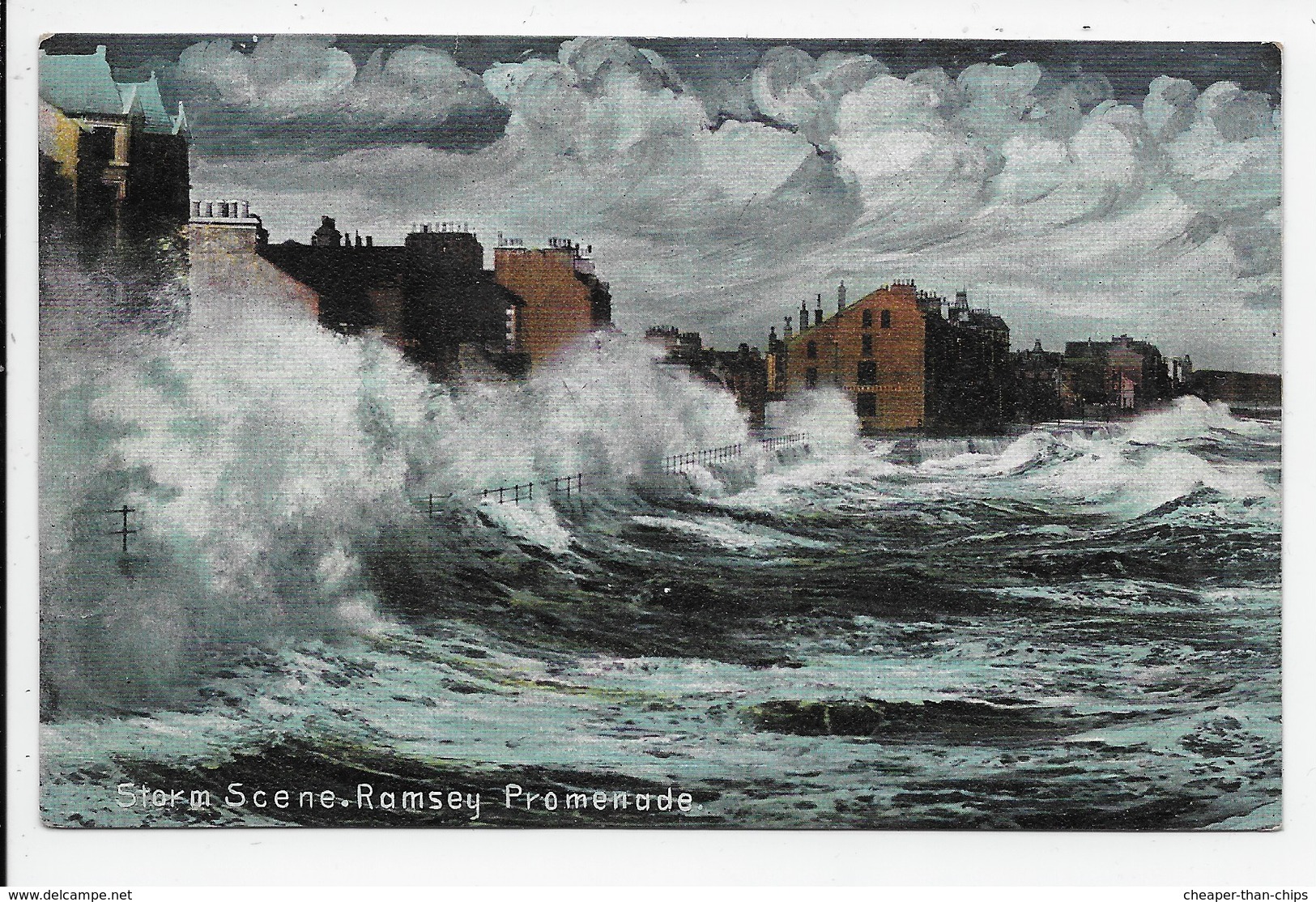 Storm Scene, Ramsey Promenade. Manx Sun Series 0232 (brown Back) - Isle Of Man