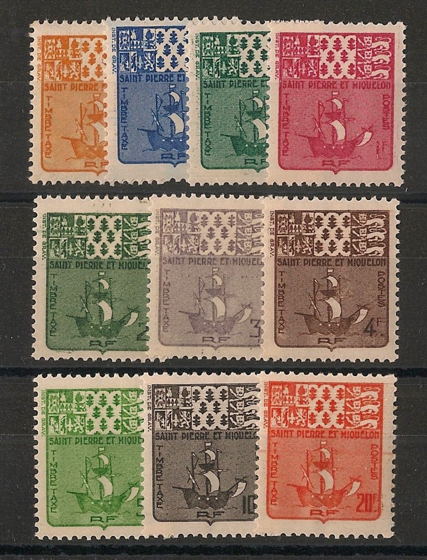 SPM - 1947 - Taxe TT N°Yv. 67 à 76 - Série Complète - Neuf Luxe ** / MNH / Postfrisch - Timbres-taxe