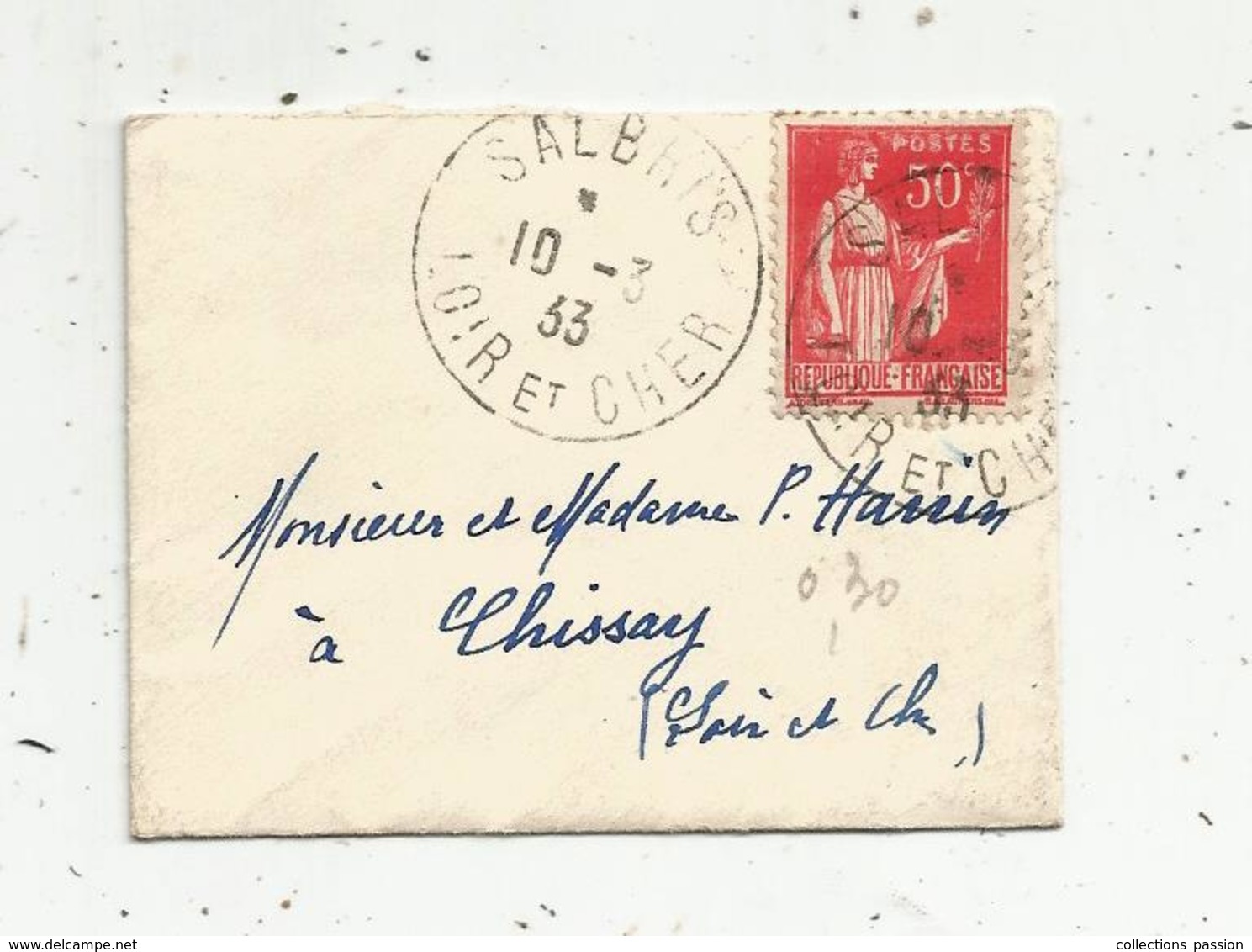 Lettre, 1933 , SALBRIS ,  LOIR ET CHER , 2 Scans - 1921-1960: Période Moderne