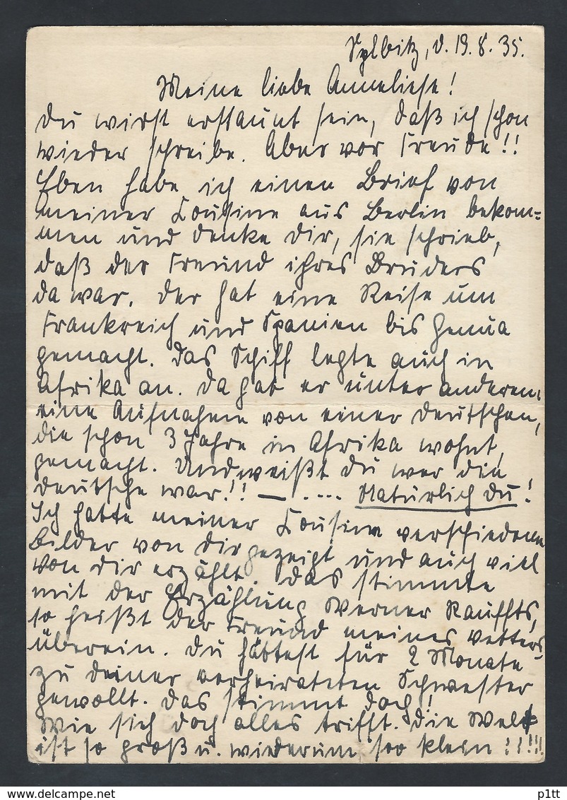 44de.Postkarte (Hindenburg). Post 1935. Wallwitz (Deutschland) Nordafrika?. Deutsches Reich - Lettres & Documents