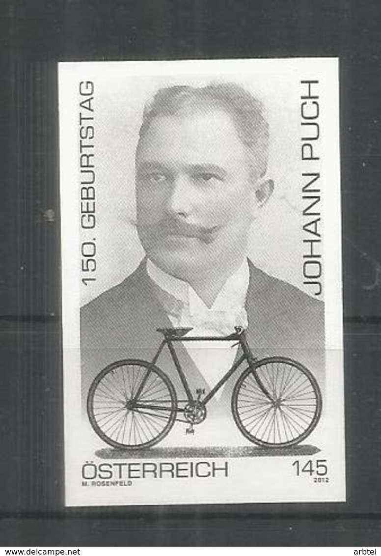 AUSTRIA BLACK PRINT IMPERFORATE JOHANN PUCH CICLISMO CYCLING AUTOMOVIL CAR - Coches