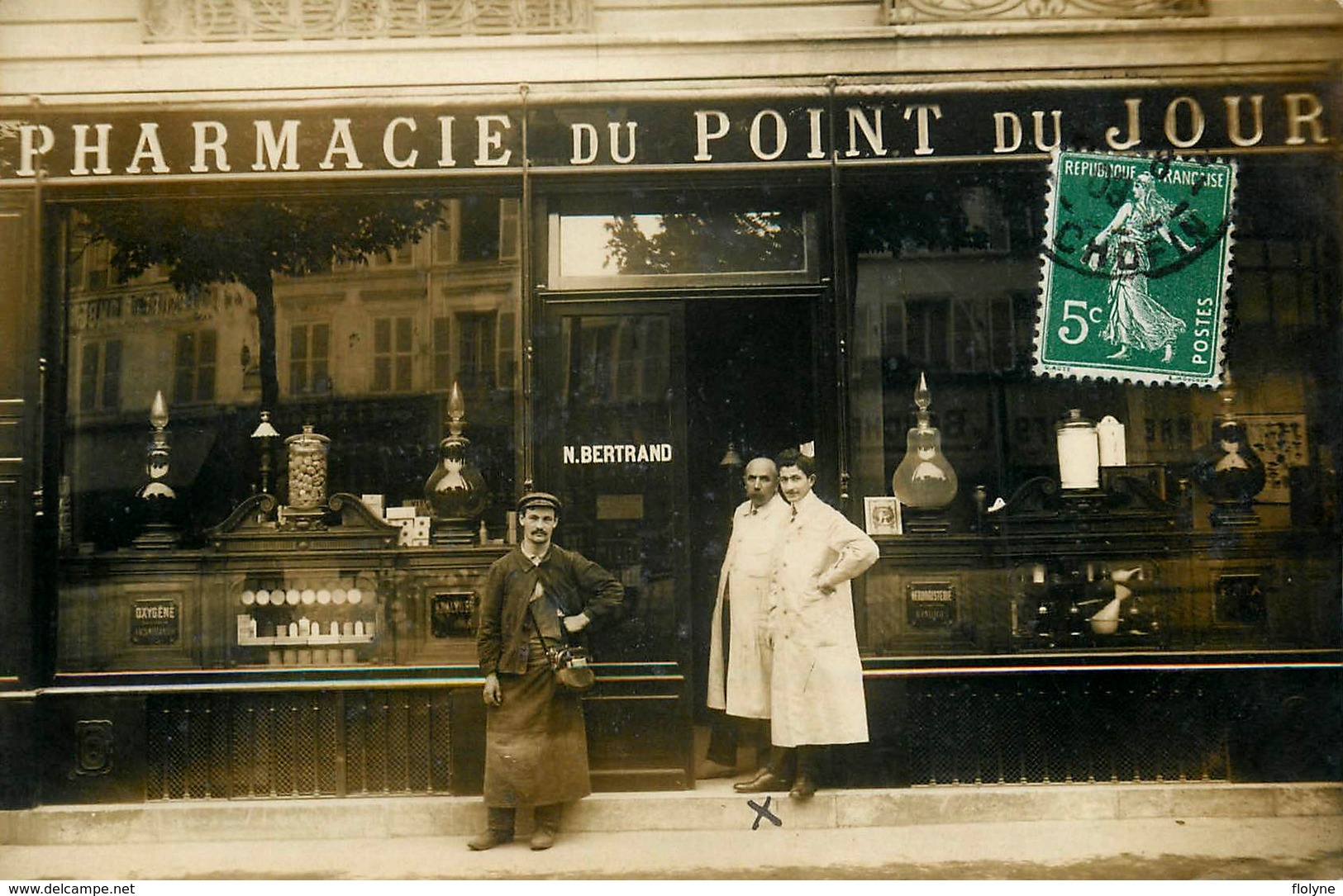 Paris 16ème - Carte Photo - Devanture " Pharmacie Du Point Du Jour N. BERTRAND " Magasin Commerce - Belle Animaiton - Arrondissement: 16