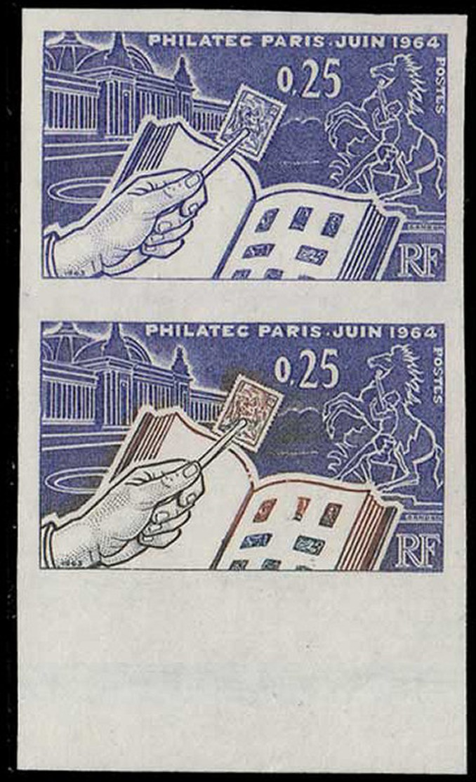 FRANCE Essais  1403 Paire D'essais En Bleu + Polychrome, Bdf: Philatec, Cheval - Other & Unclassified