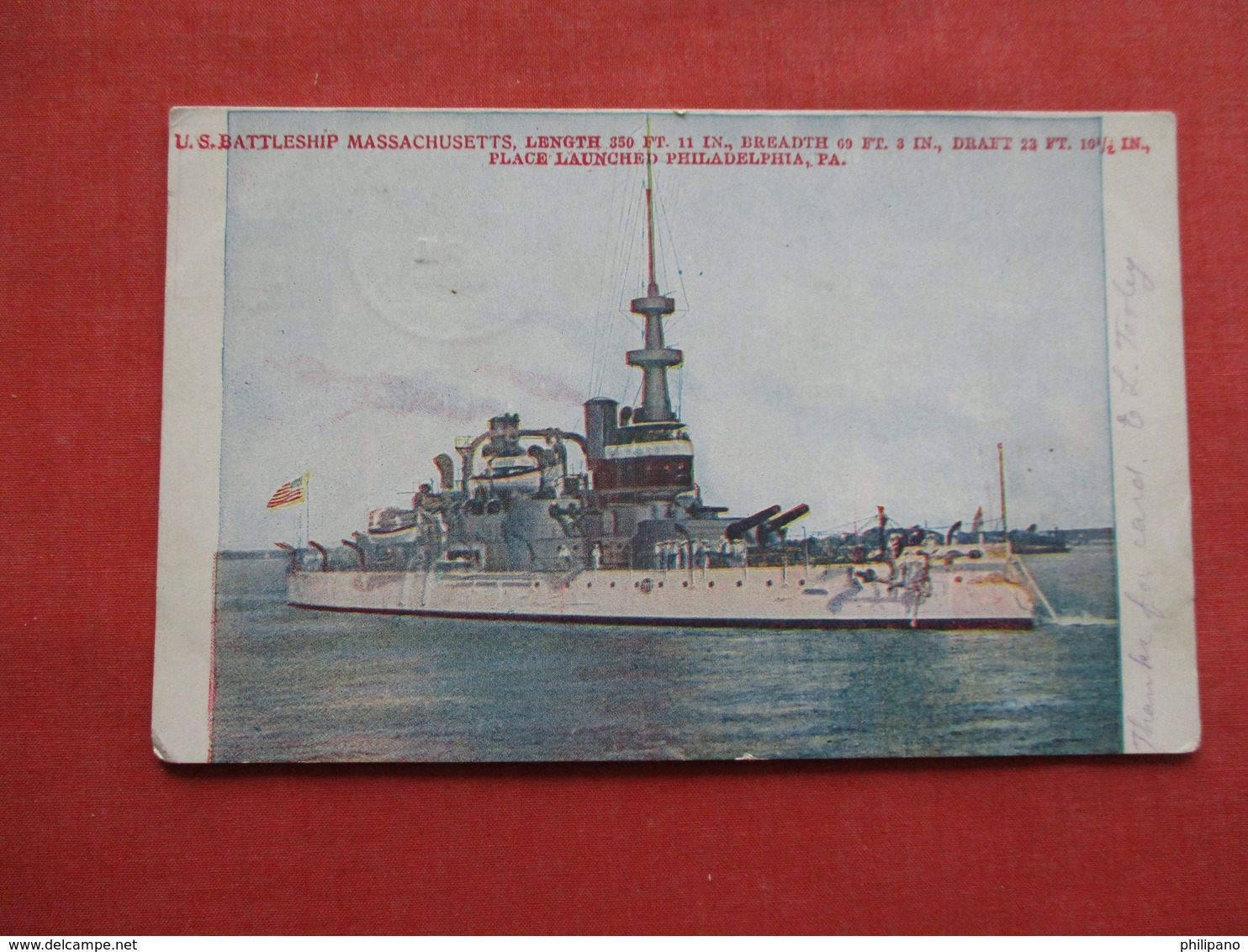 US Battleship Massachusetts        Ref 3174 - Warships