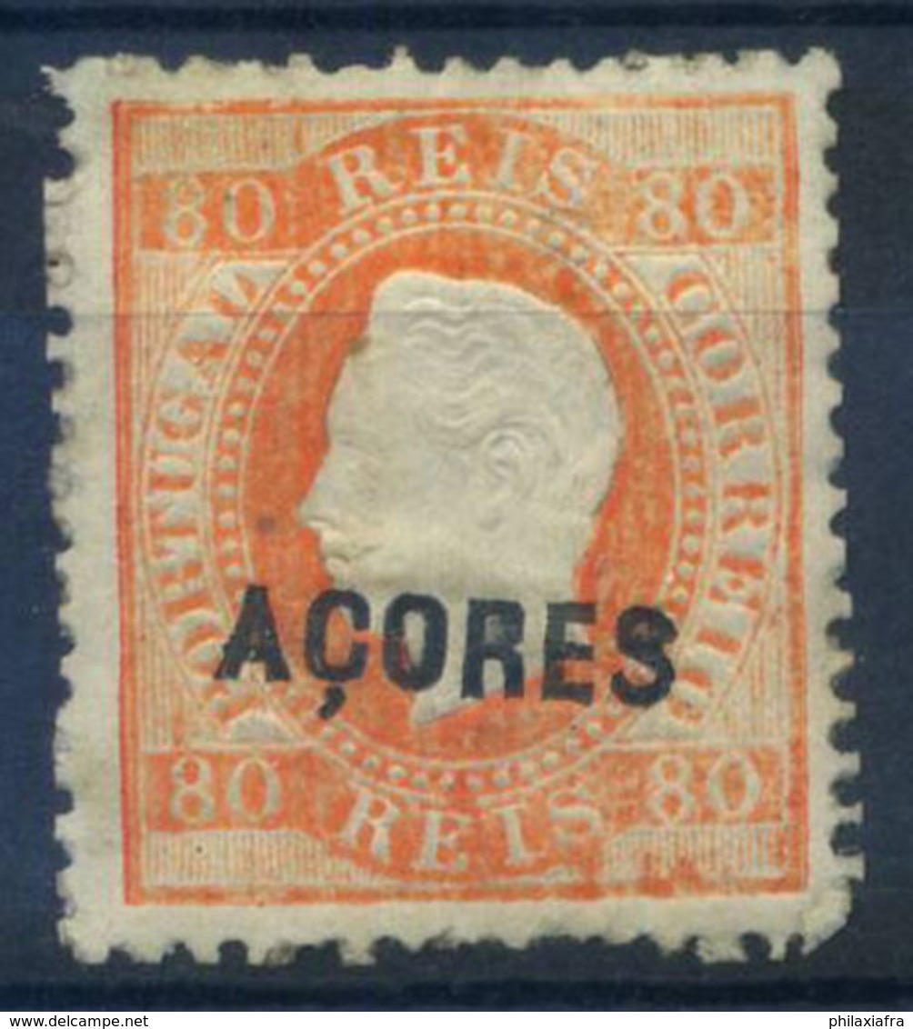 Azores 1871 Mi. 21 Neuf * 80% Surimprimé Roi Louis I, 80 R - Açores