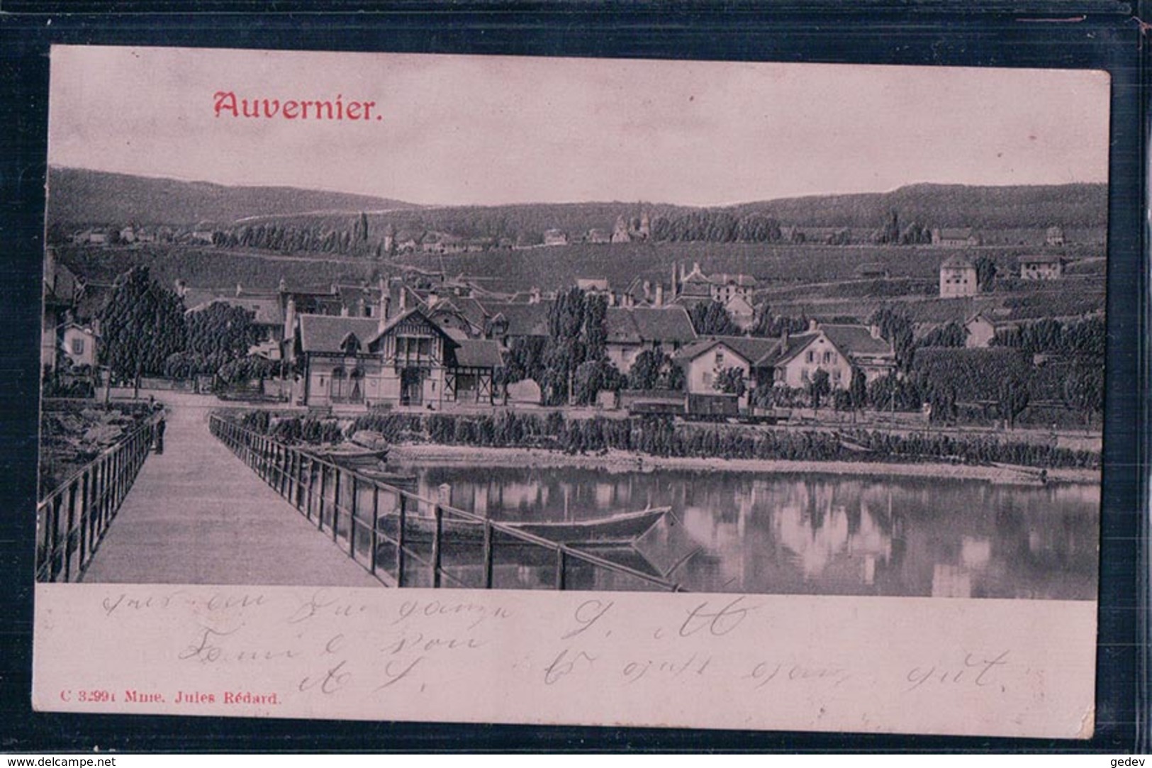 Auvernier NE, Port, Gare Et Chemin De Fer + Cachet Linéaire CORCELLES, Image En Relief (16.6.02) - Corcelles