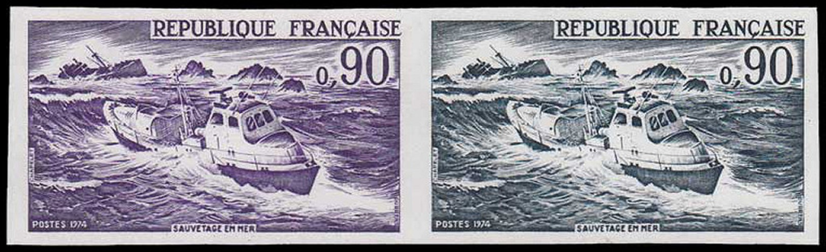 FRANCE Essais  1791 Paire D'essais En Violet Et Bleu-noir: Sauvetage En Mer - Other & Unclassified