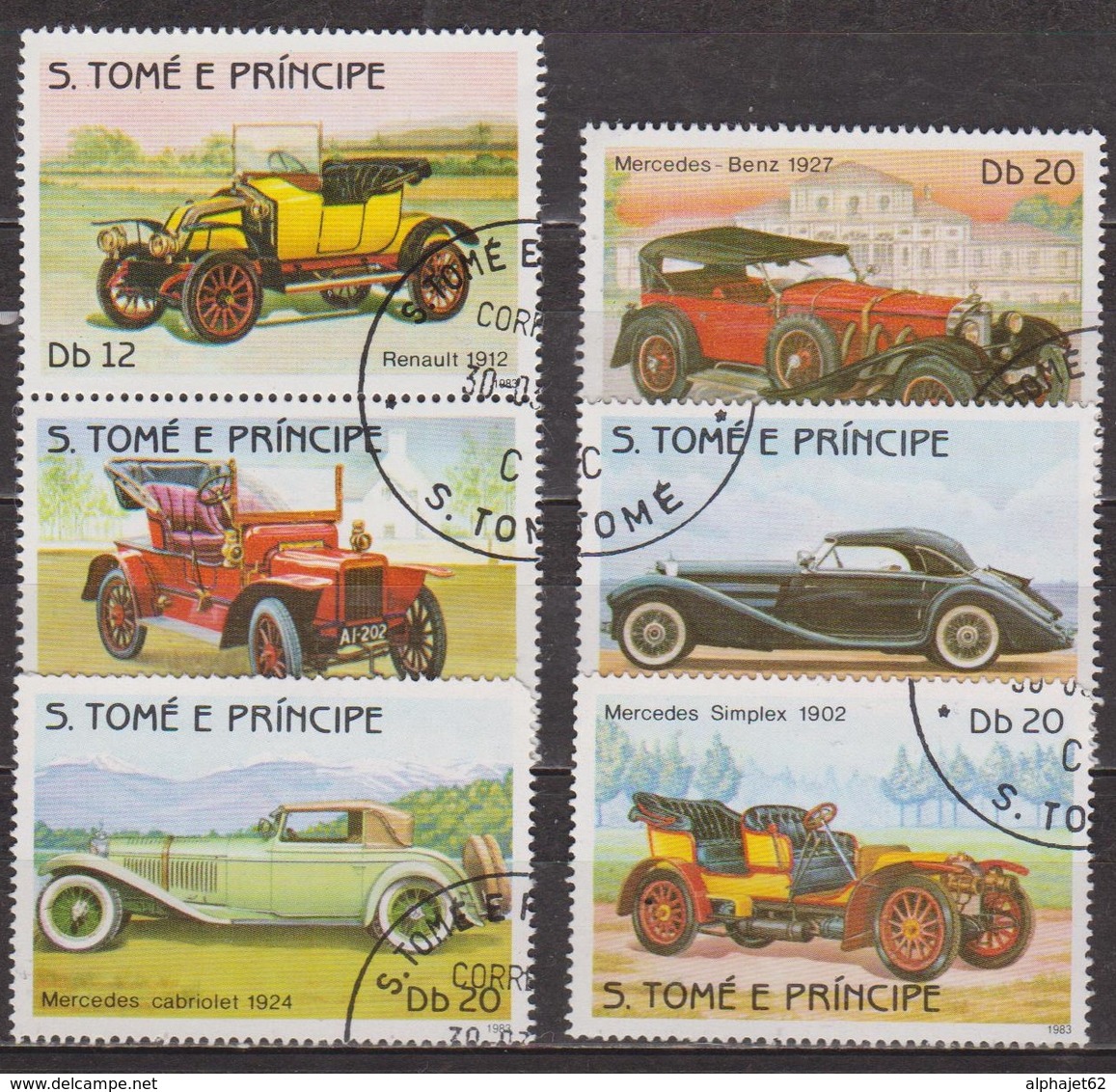 Histoire De L'automobile - SAINT THOMAS - SAO TOME - Renault - Rover Phaeton - Mercedes - N° 750 à 755 - 1983 - Sao Tome Et Principe