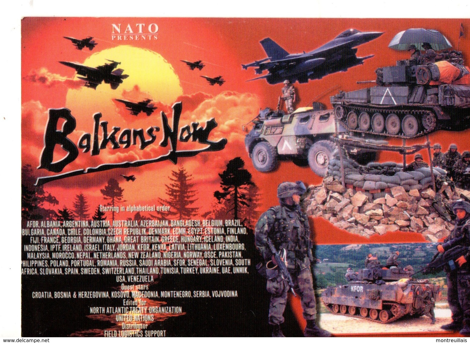 Carte Postale Couleur NATO Balkans, KOSOVO, Avion, Tank, Grand Format 16 X 11, Guerre, Soldars, Militaires KFOR - Kosovo