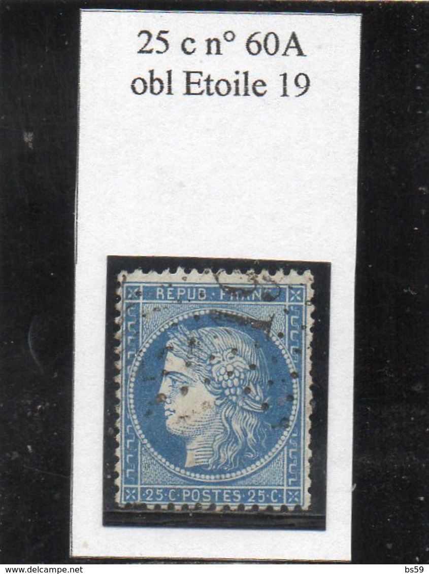 Paris - N° 60A Obl étoile 19 - 1871-1875 Ceres