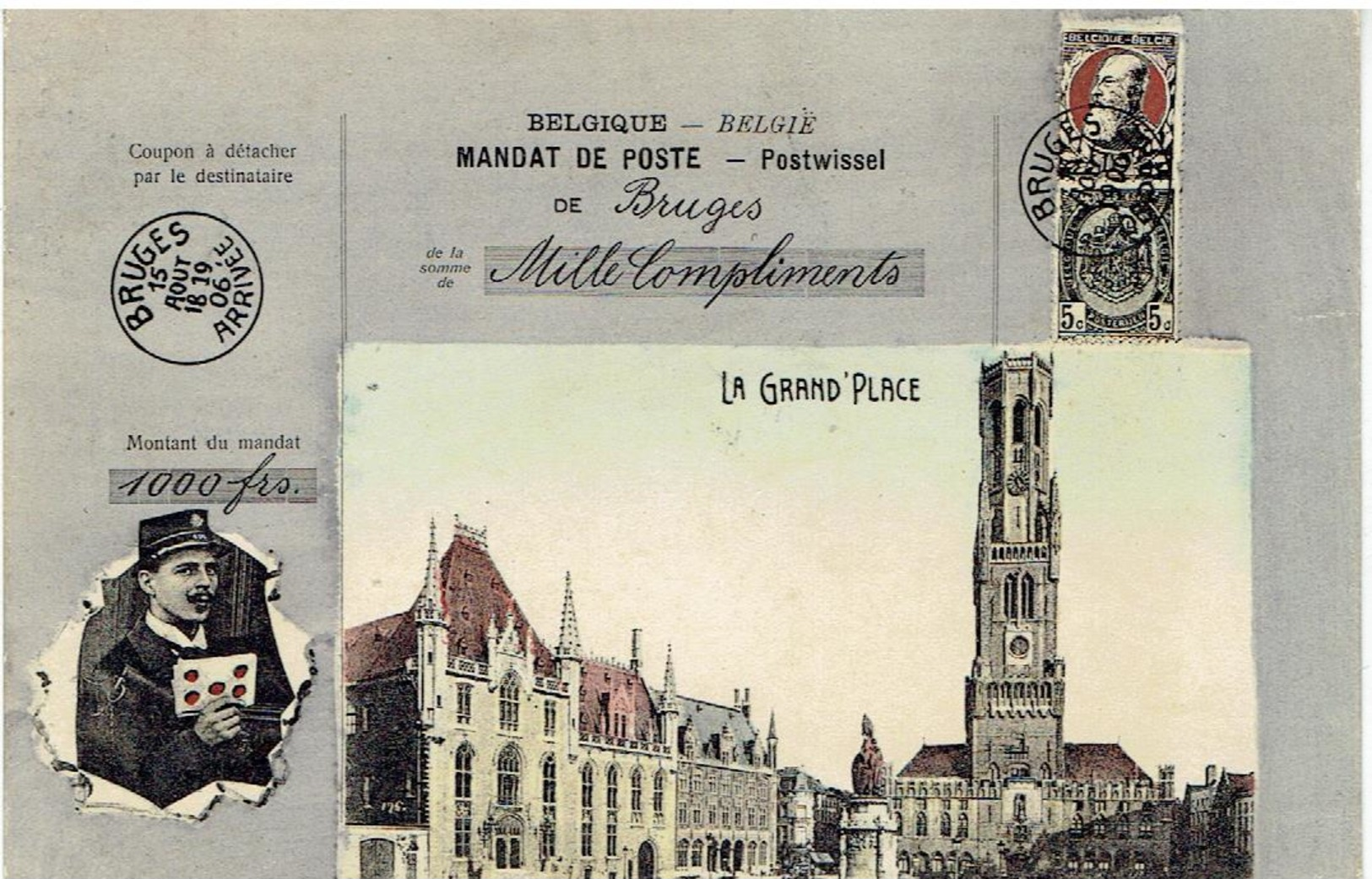 BRUGES - La Grand'Place - Mandat De Poste - Facteur - Brugge