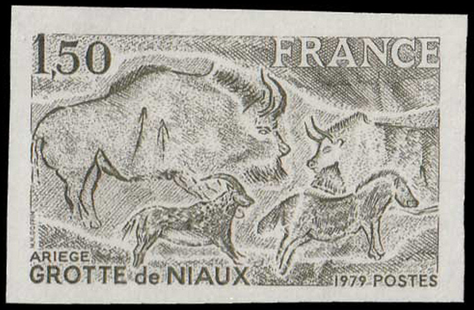 FRANCE Essais  2043 Essai En Vert De Gris: Peintures Rupestres De Niaux, Bisons, Chevaux, Bouquetin - Autres & Non Classés