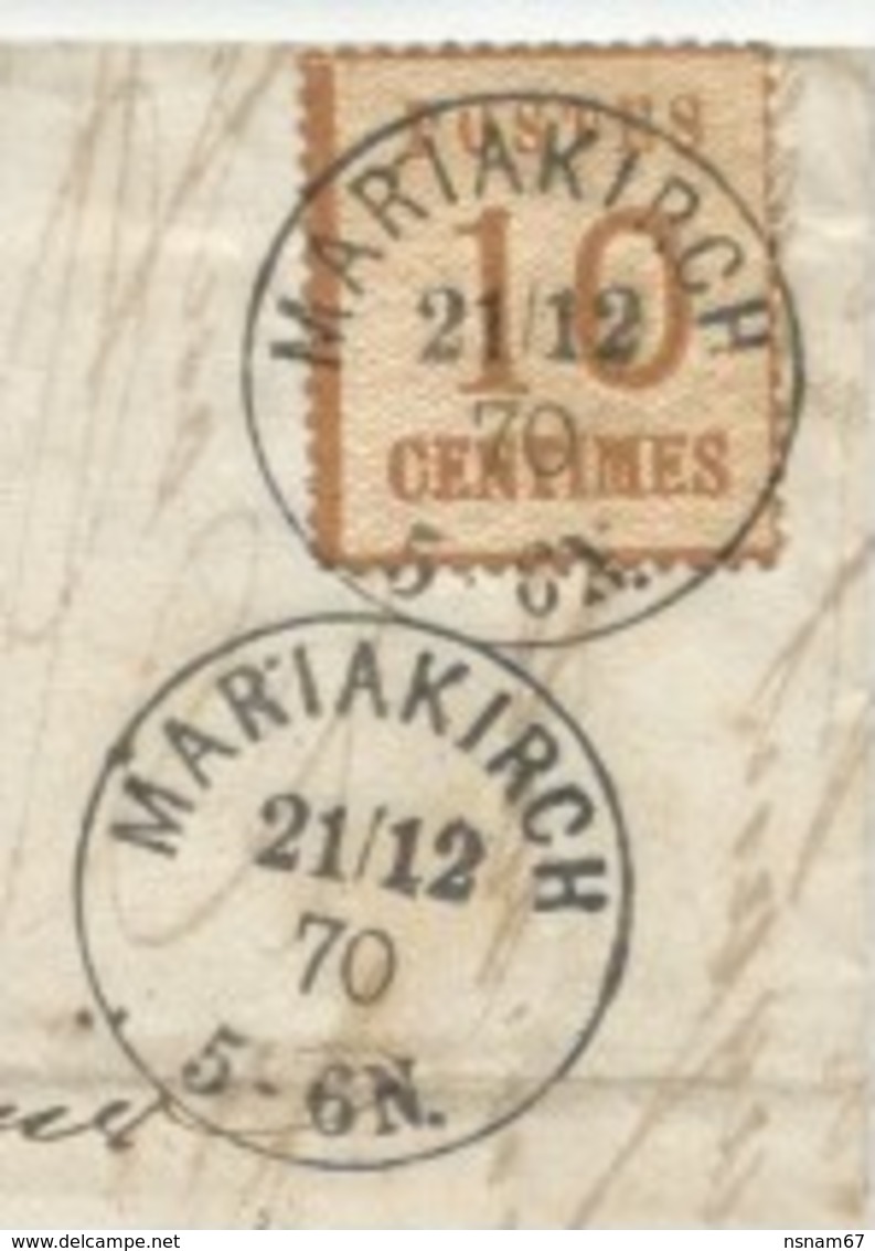 H835 - MARIAKIRCH Décembre 1870 Pour Mulhouse - Bonne Date "Précoce" - 10 Ctes Timbre Alsace Lorraine -  - MARKIRCH - - Storia Postale