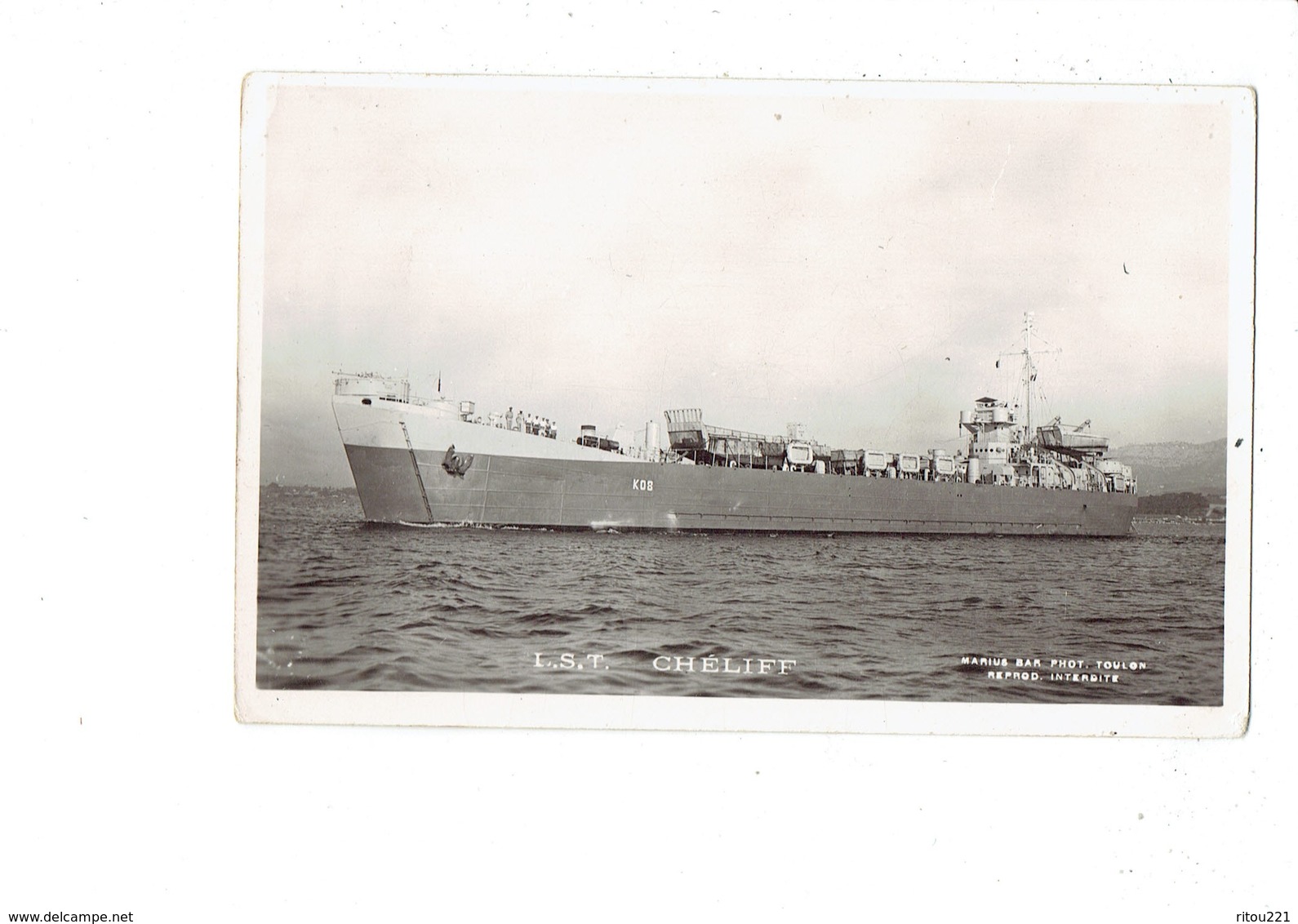 Cpa - Bateau De GUERRE - L.S.T. CHELIFF - K08 - Marins - "parti De Tonkin Rafiot De Haiphong 1955 Saigon " - Guerre