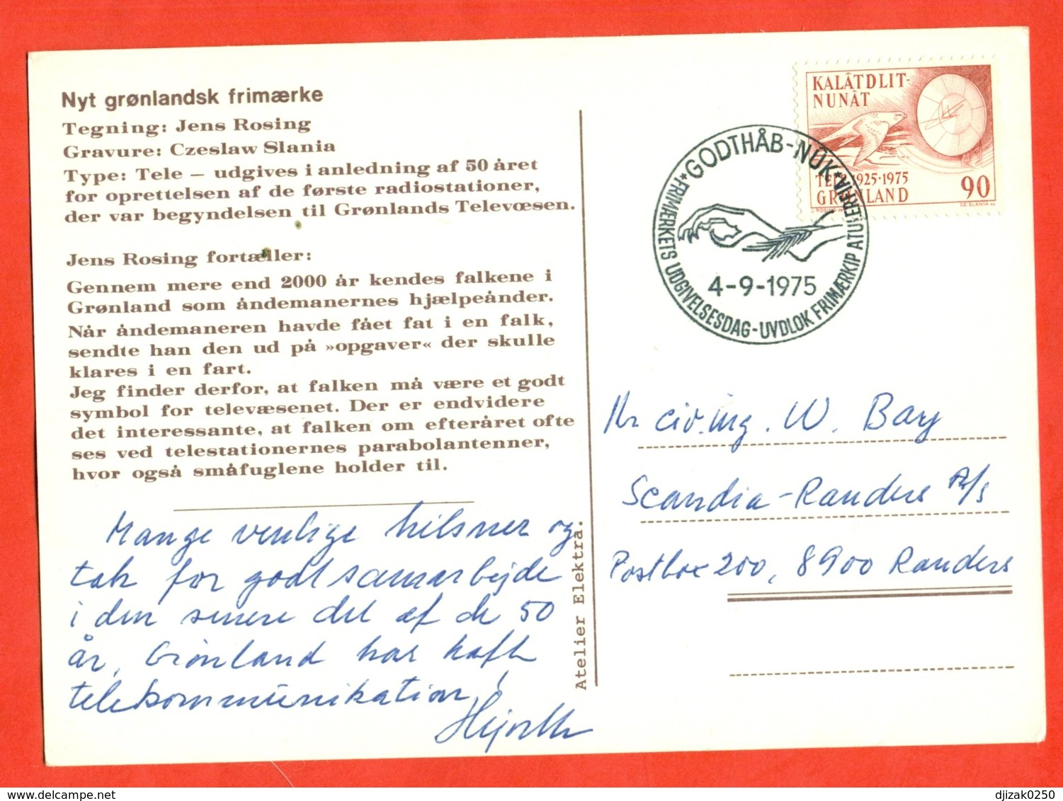 Greenland 1975.Postcard With Special Cancellation Passed By Mail. - Covers & Documents