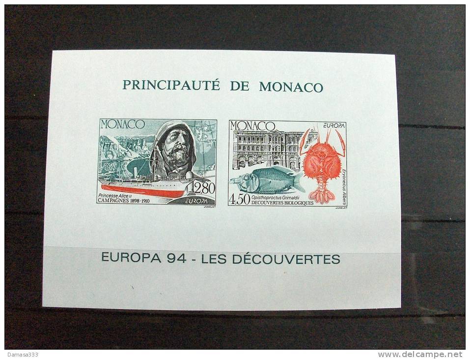 EUROPA CEPT ANNO 1994 MONACO FOGLIETTO SPECIALE IMPERFORATO BLOC SPECIAL NON DENTELE - 1994