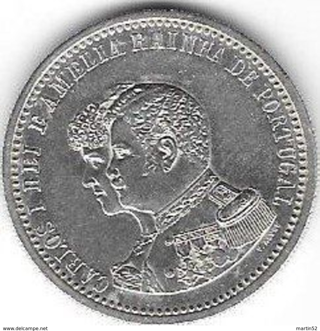 Portugal 1898: 4°CENTENARIO DA DESCOBERTA DA INDIA (CARLOS I REI & AMELIA RAINHA) 500 REIS XF (12.5g Silver 927 Fine) - Portugal