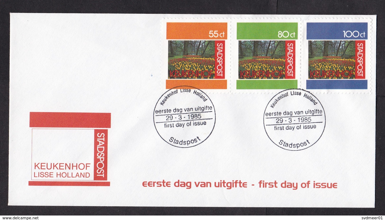 Netherlands: FDC First Day Cover, Private Local Post Service Stadspost 1985, Tulip Bulb Flowers Keukenhof (minor Crease) - Andere & Zonder Classificatie