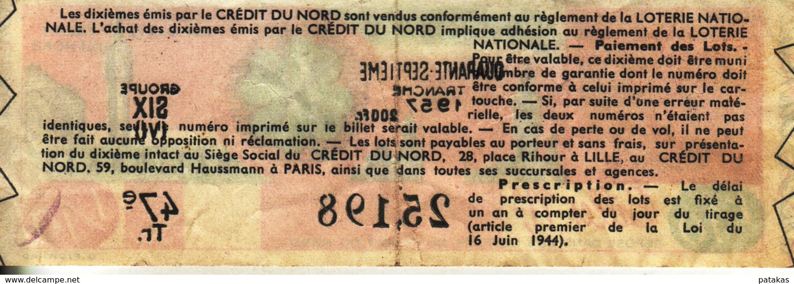 France - 397 - Le Trèfle à Quatre Feuilles Porte Bonheur - 47 ème Tranche 1957 - Lottery Tickets