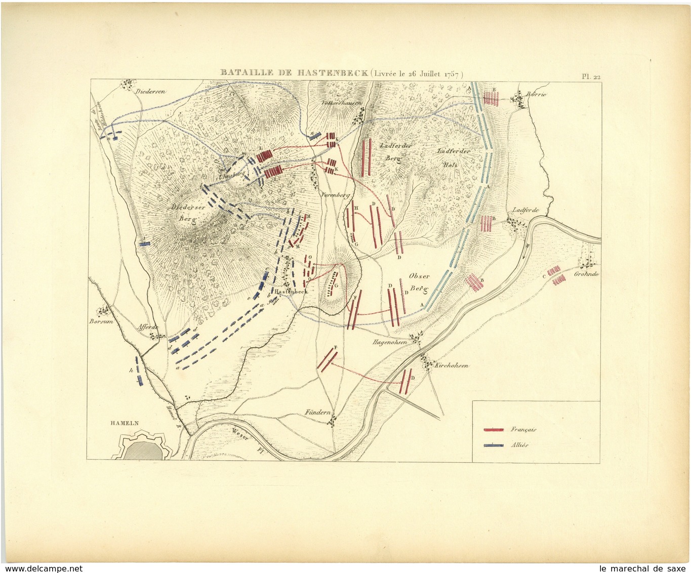 Bataille De HASTENBECK 26 Juillet 1757 Guerre De Sept Ans Plan - Otros & Sin Clasificación