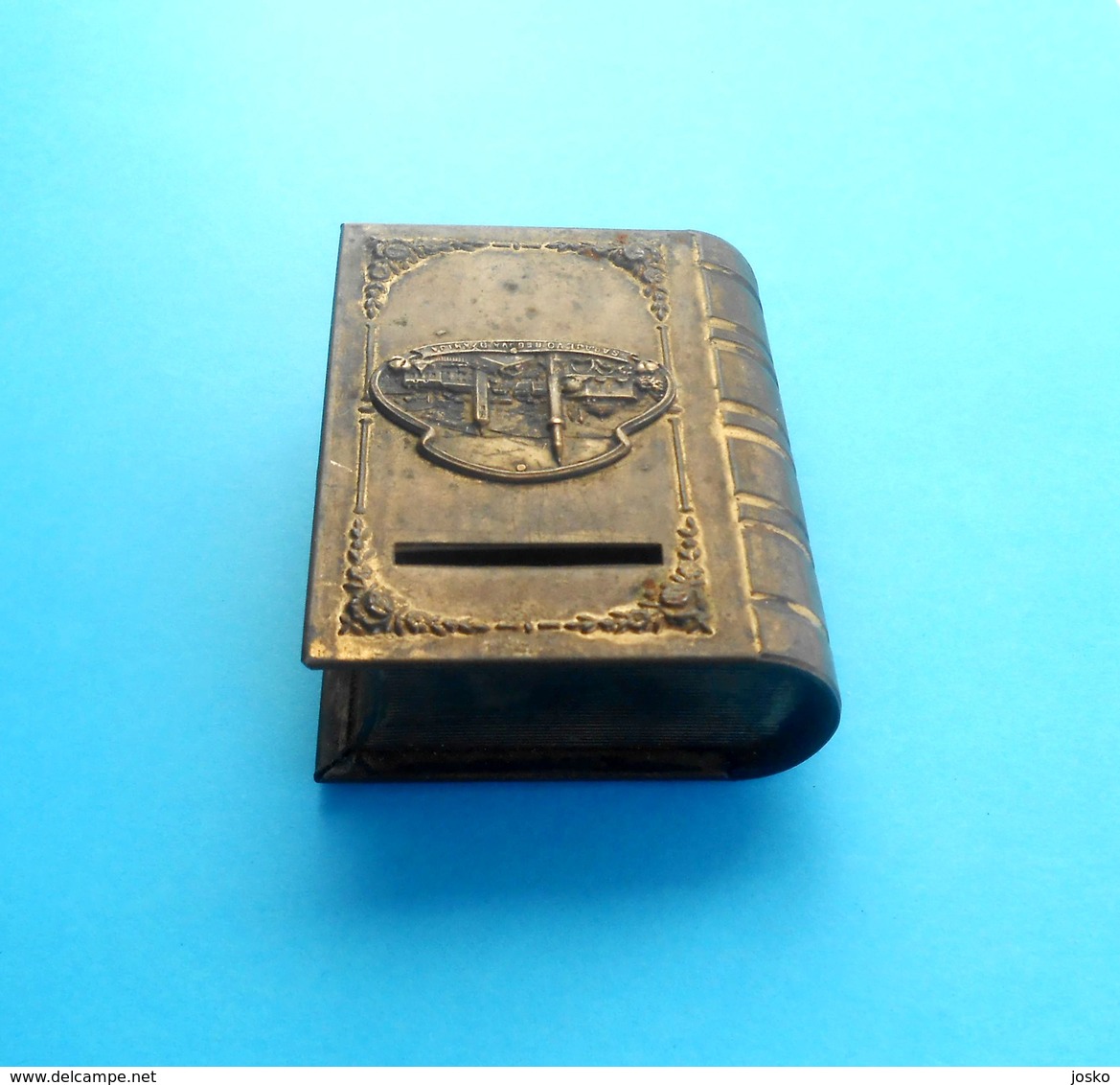 GAZI HUSREV-BEG'S MOSQUE ( Sarajevo, Bosnia ) antique small book - metal money box * Islam religion mosquée tirelire RR