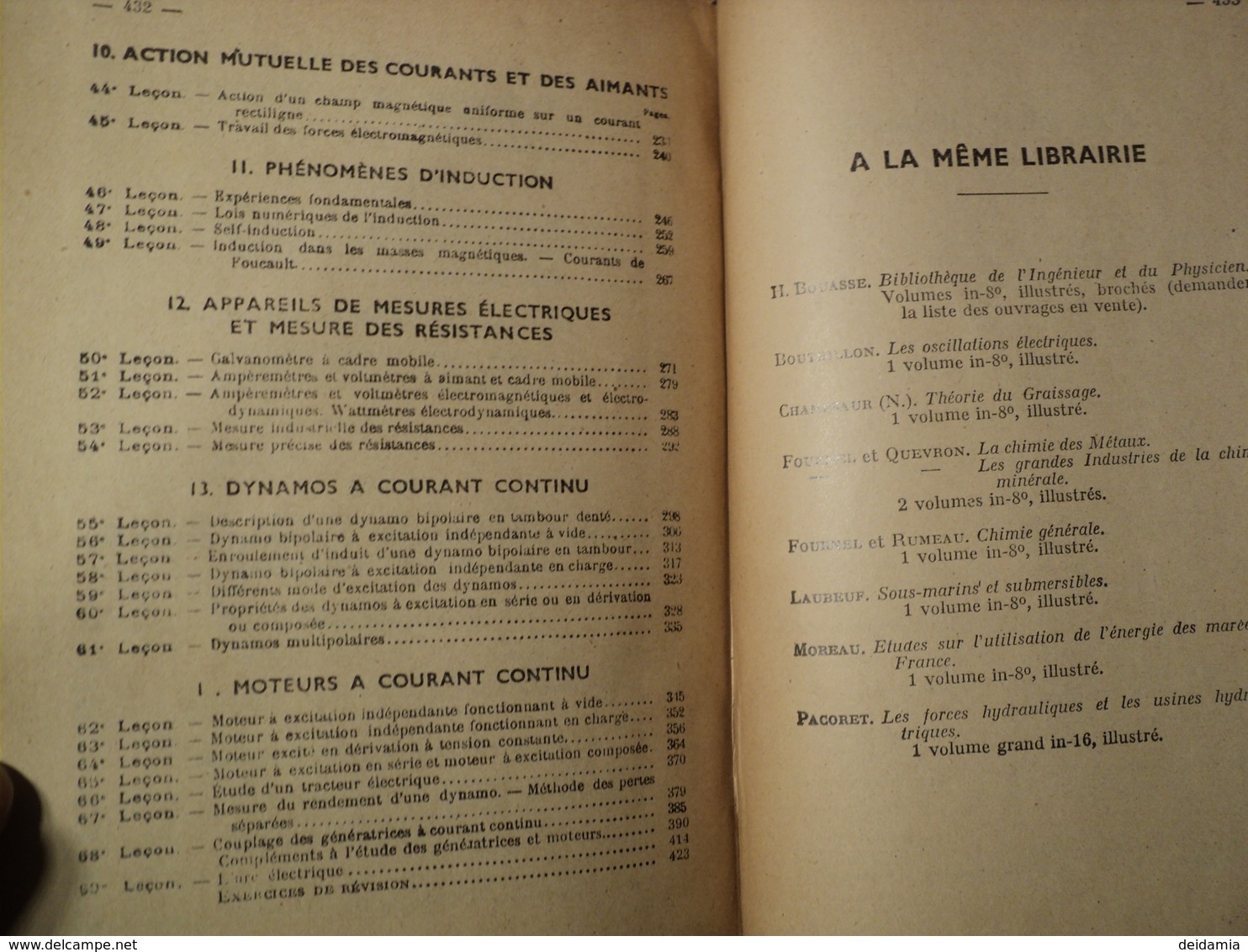 ELECTRICITE INDUSTRIELLE. 1949. COURANT CONTINU. LIBRAIRIE DELAGRAVE COLLECTION BIBLIOTHEQUE DE L ENSEIGNEMENT SCIENTIF - Autres & Non Classés