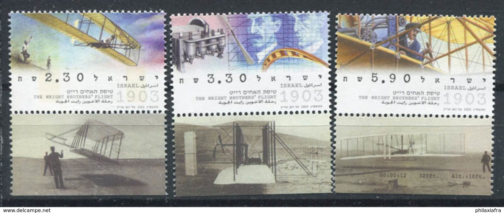 Israël 2003 Mi. 1716-1718 Neuf ** 100% Wright, Avion - Unused Stamps (with Tabs)